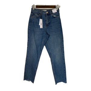 NWT Topshop Mom Jeans Sz 25X30 Distressed Medium Wash Denim MSRP $75